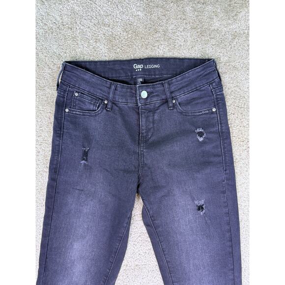 Gap Legging Jeans Women's Black Size 2 26 Distressed Denim Stretch Skinny E339 - Picture 2 of 13